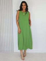 Vestido cavado feminino elegante casual soltinho regata liso