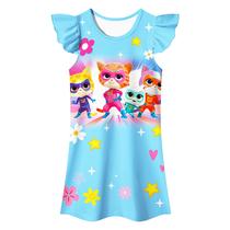 Vestido Cefirature Little Girls Kitties Cute Cat 3-7 anos azul