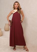 Vestido Celina Chocolate Com Detalhe Amarelo