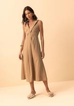 Vestido Chá Evasê Com Decote Em V E Zíper Posterior Lez a Lez