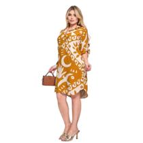 Vestido Chamise feminina estampada plus size confortável manga curta