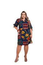 Vestido Chamise feminina estampada plus size confortável manga curta Vestido Chamise feminina estampada plus size confortável manga curta