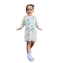 Vestido chamise infantil estampado com botoes manga longa Vestido chamise infantil estampado com botoes manga longa