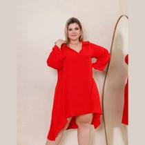 Vestido Chamise Manga 3/4 Gola Polo Plus Size