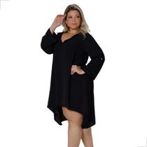 Vestido Chamise Manga 3/4 Gola Polo Plus Size