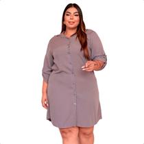 Vestido Chamise Plus Size Feminino Camisão Soltinho Botões - Klizz