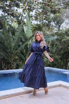 Vestido Chemise 3 Marias Maxi Midi Terra Prometida Cor:MarsalaTamanho:GG