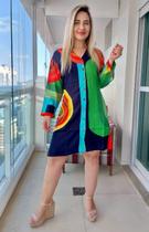 Vestido Chemise Camisão c/ Cordão de Ajuste Indiano Manga Longa - Cod. 1521 Vestido Chemise Camisão c/ Cordão de Ajuste Indiano Manga Longa - Cod. 1521