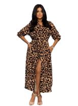 Vestido Chemise Camisão Longo Midi Manga Princesa Luxo 3/4