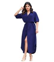 Vestido Chemise Camisão Longo Midi Manga Princesa Luxo 3/4