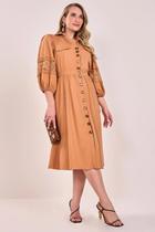 Vestido chemise caramelo visocse texturizada fascinius