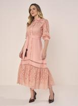 Vestido chemise com laise e guipir fascinius - Vestido chemise com laise e guipir fascinius -