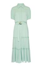 Vestido Chemise com Recortes Na Saia Verde Vestido Chemise com Recortes Na Saia Verde