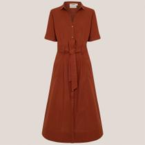 Vestido Chemise Dudalina Midi Liso Ve26 Laranja Feminino Vestido Chemise Dudalina Midi Liso Ve26 Laranja Feminino