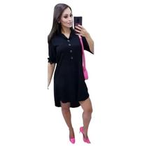 Vestido Chemise Feminino Camisao Viscolinho Manga Chamise