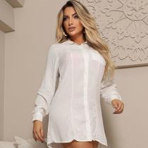 Vestido chemise feminino de manga longa soltinho