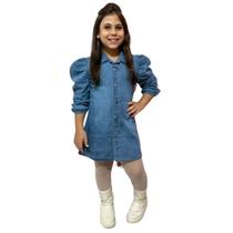 Vestido Chemise Jeans Infantil Modinha Lançamento Mini Diva Vestido Chemise Jeans Infantil Modinha Lançamento Mini Diva