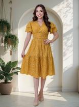 Vestido Chemise Laise Maxi Midi Terra Prometida Roxo Cor:AmareloDesenho do tecido:FloridoTamanho:M Vestido Chemise Laise Maxi Midi Terra Prometida Roxo Cor:AmareloDesenho do tecido:FloridoTamanho:M