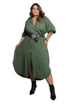 Vestido Chemise Longo Midi Plus size Manga Princesa Luxo 3/4