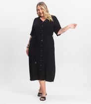 Vestido Chemise Longo Plus Size Secret Glam Preto