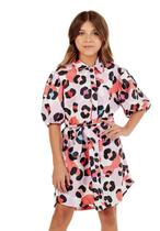 Vestido Chemise Manga Bufant Rosa Mylu