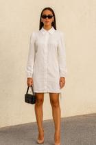 Vestido Chemise Manga Longa Com Amarração Lateral R085
