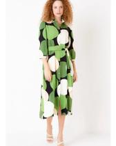 Vestido chemise midi mangas 3/4 tons verde tam 40 Vestido chemise midi mangas 3/4 tons verde tam 40