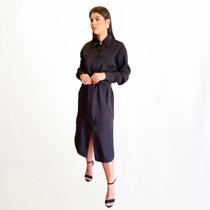 Vestido chemise midi na cor preto Vestido chemise midi na cor preto
