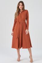 Vestido Chemise Midi PKS Terracota Vestido Chemise Midi PKS Terracota