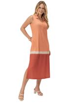 Vestido Chemise Midi Sem Manga Reto Barrado Cor Do Céu - Elegante e Confortável Vestido Chemise Midi Sem Manga Reto Barrado Cor Do Céu - Elegante e Confortável