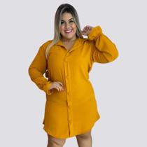 Vestido Chemise Plus Size Camisa Manga Longa de Botões 0250