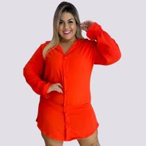 Vestido Chemise Plus Size Camisa Manga Longa de Botões 0250 Vestido Chemise Plus Size Camisa Manga Longa de Botões 0250