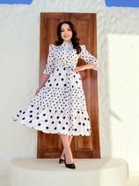 Vestido Chemise Poá Maxi Midi Terra Prometida