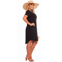 Vestido Chemise Preto Leve Versátil para Praia e Dia a Dia