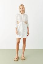 Vestido Chemisier Vazado Bordado Off White Vestido Chemisier Vazado Bordado Off White