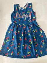 Vestido cherry azul - tam 10 - duduka Vestido cherry azul - tam 10 - duduka