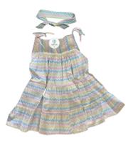 Vestido Chevon Colorido + Faixa de Cabelo Tam.3
