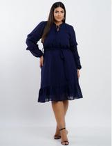 Vestido chiffon azul marinho dona charme