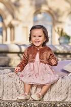 Vestido Chiffon Estampado e Bolero Pelo Bordado Festa Elegante Paraiso 16229