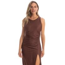 Vestido chocolate franzido laise marrom