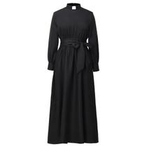 Vestido Church Clergy CAMDOM de manga comprida A Line Maxi Black