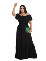 Vestido cigana longo manga curta viscolinho