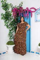 Vestido cigana plus size longo manga curta viscolinho