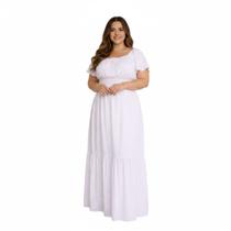 Vestido cigana plus size longo manga curta viscolinho Vestido cigana plus size longo manga curta viscolinho