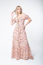 Vestido Ciganinha Emília - Floral Salmão