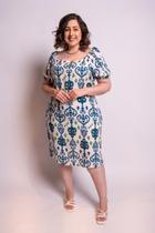 Vestido Ciganinha Estampado Com Decote Ombro a Ombro Manda curta Vestido Ciganinha Estampado Com Decote Ombro a Ombro Manda curta