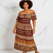 Vestido Ciganinha Indiano De Viscose Verão Saída Praia Longo