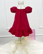 Vestido Ciganinha Infantil Menina Festa Vermelho Algodão 1 Ano