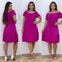 Vestido Ciganinha Midi Com lacinho Removivel Gola Ombro a Ombro Moda Casual Tendência Verão