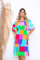 Vestido Ciganinha Midi Moda Evangélica Lastex Com Elástico - s07